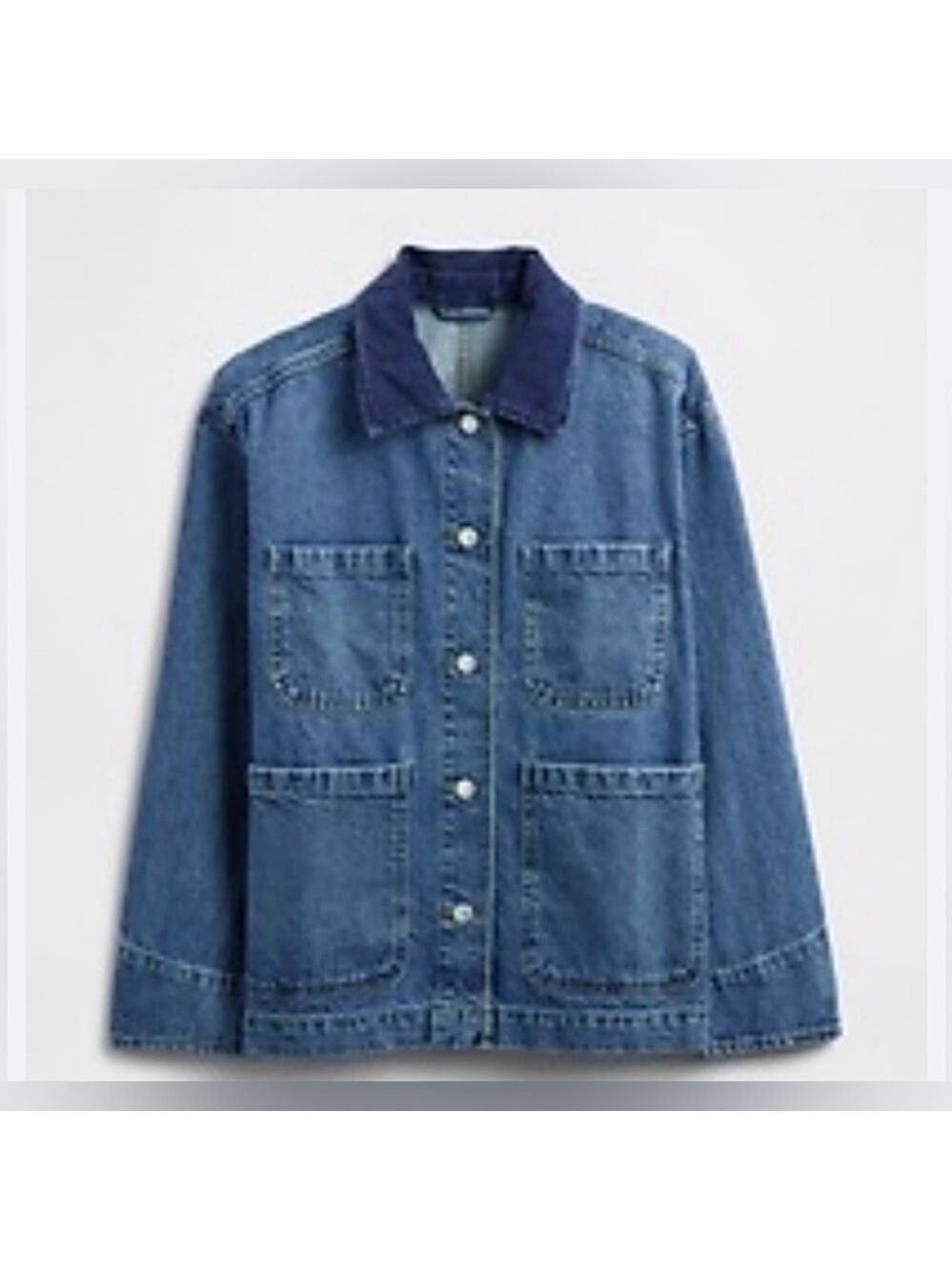 Gap Relaxed Denim Farm Utility Chore Jacket Coat NWOT XS Workwear Ranch - Picture 3 of 10